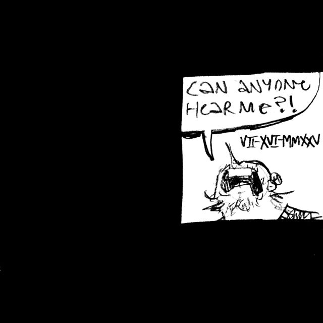 Jack, confined to a small white box surrounded by black, yells "Can anyone hear me?"