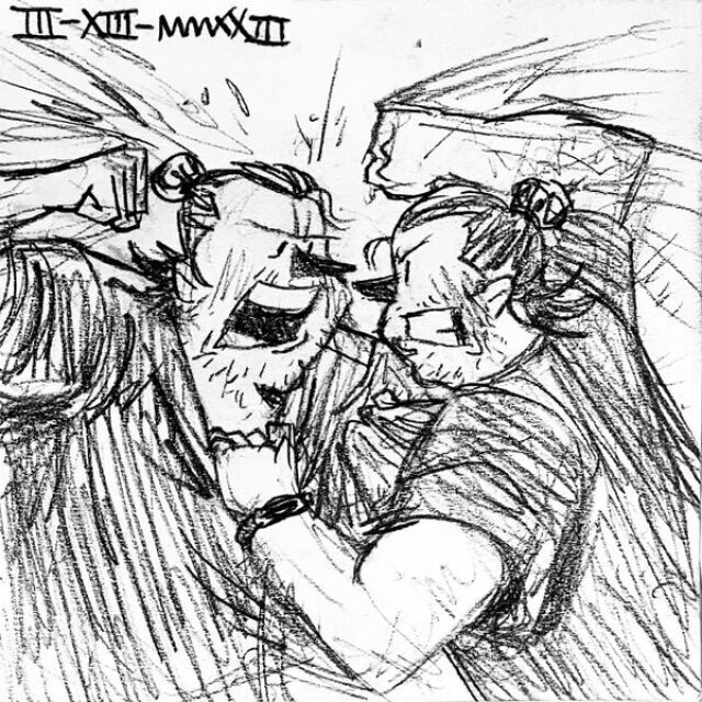 Two angry Jacks clutch each other with fists raised toward each other.